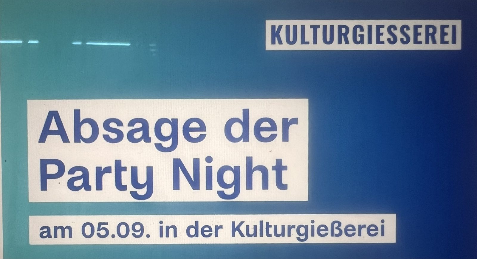 Jugendparty Kulturgießerei Schöneiche abgesagt